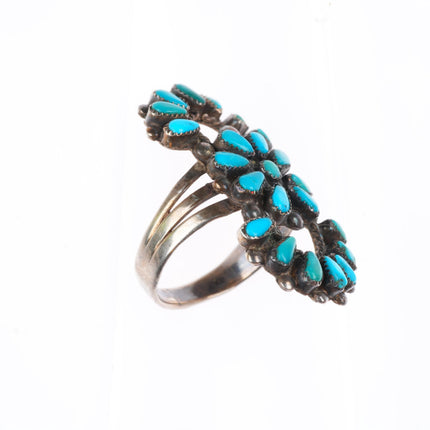 sz7.5 vintage Zuni sterling silver petit point turquoise openwork ring