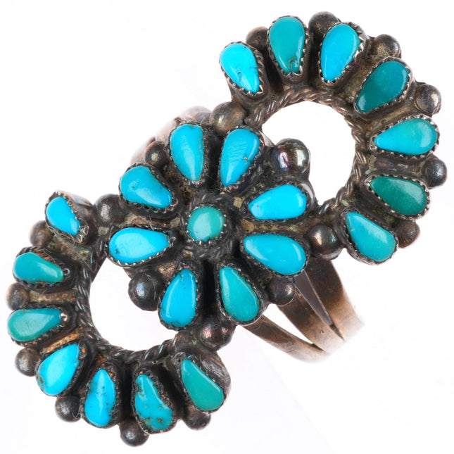 sz7.5 vintage Zuni sterling silver petit point turquoise openwork ring