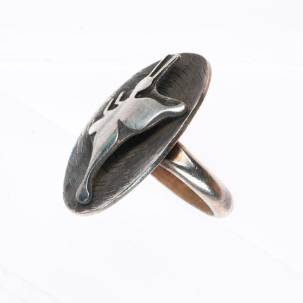 sz8.75 Vintage 1976 Hopi Modernist sterling silver butterfly ring