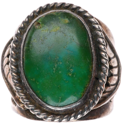 sz7.5 vintage Navajo Cerrillos "Greasy Green" Turquoise sterling silver ring