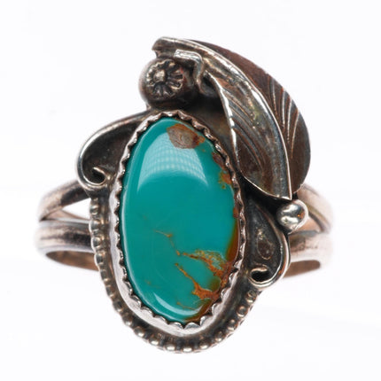 sz10 Dean Sandoval Jr Navajo sterling silver vintage ring with nice turquoise