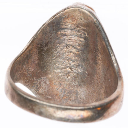 sz10.5 vintage Navajo sterling silver turquoise 2 stone men's ring