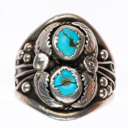 sz12 vintage L Navajo sterling silver and turquoise men's ring