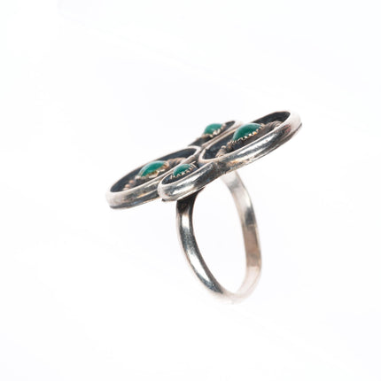sz6.5 vintage Zuni sterling silver Cerrillos greasy green turquoise ring
