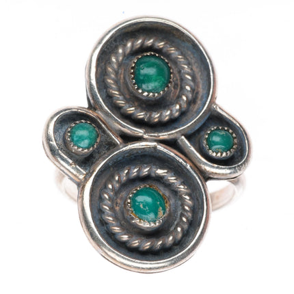 sz6.5 vintage Zuni sterling silver Cerrillos greasy green turquoise ring