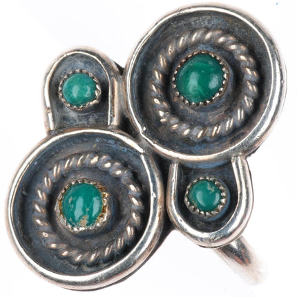 sz6.5 vintage Zuni sterling silver Cerrillos greasy green turquoise ring