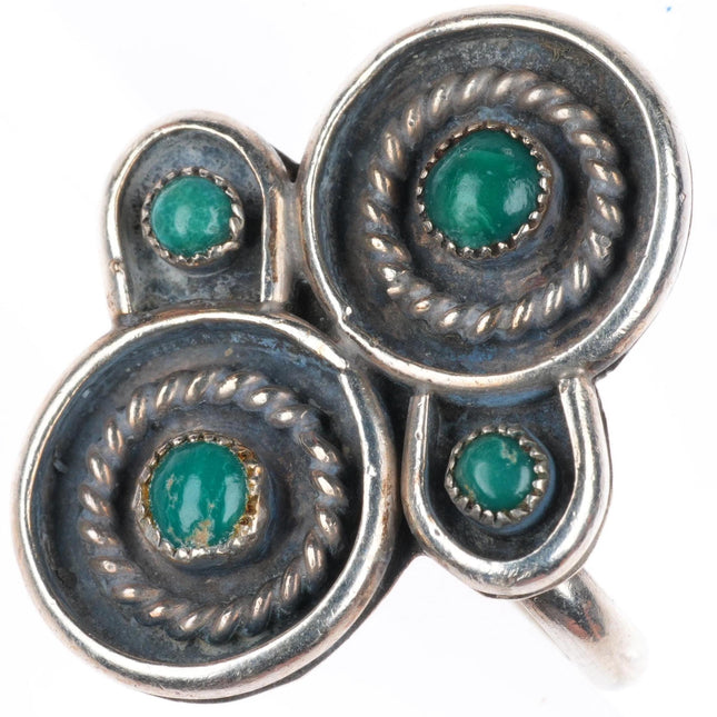 sz6.5 vintage Zuni sterling silver Cerrillos greasy green turquoise ring