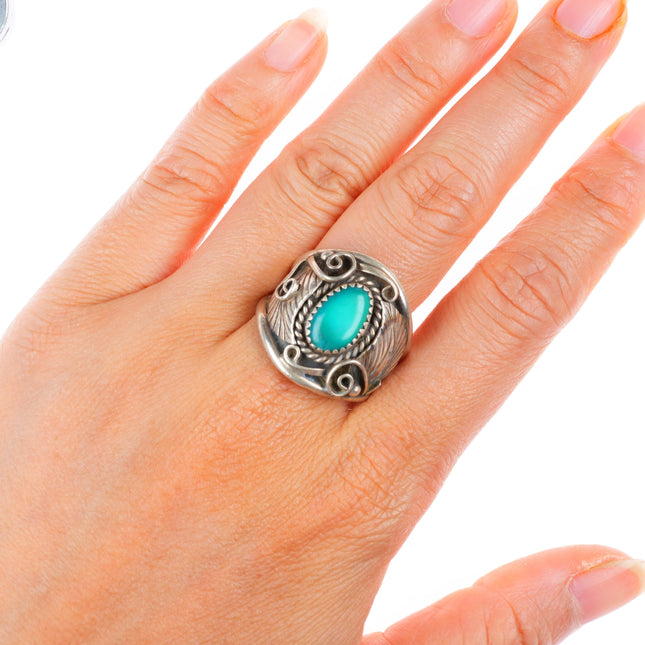 sz12.75 vintage Navajo sterling silver high grade turquoise ring