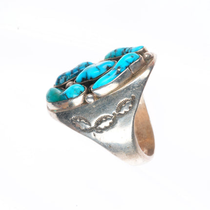 sz10.5 Howard Begay Navajo sterling silver turquoise cluster vintage ring
