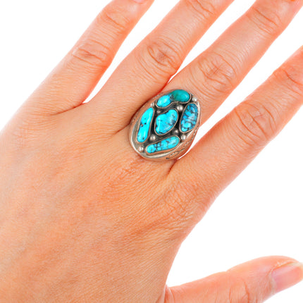 sz10.5 Howard Begay Navajo sterling silver turquoise cluster vintage ring