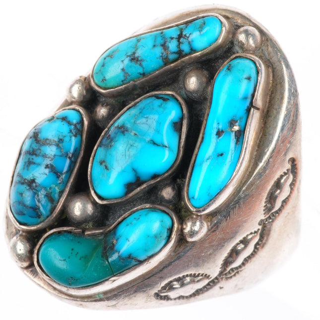 sz10.5 Howard Begay Navajo sterling silver turquoise cluster vintage ring