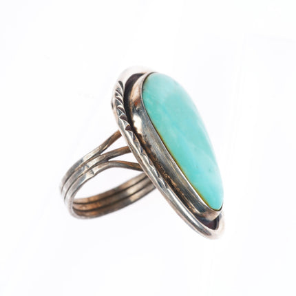 sz7 big vintage Navajo sterling silver turquoise ring