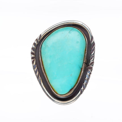 sz7 big vintage Navajo sterling silver turquoise ring