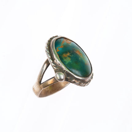 sz7 vintage Navajo sterling silver Cerrillos turquoise greasy green ring