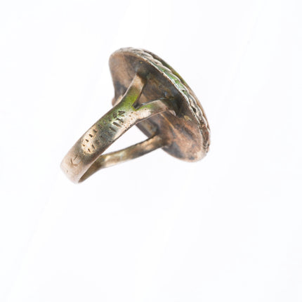 sz7 vintage Navajo sterling silver Cerrillos turquoise greasy green ring
