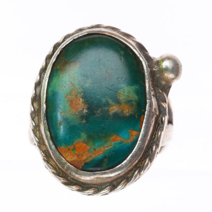 sz7 vintage Navajo sterling silver Cerrillos turquoise greasy green ring