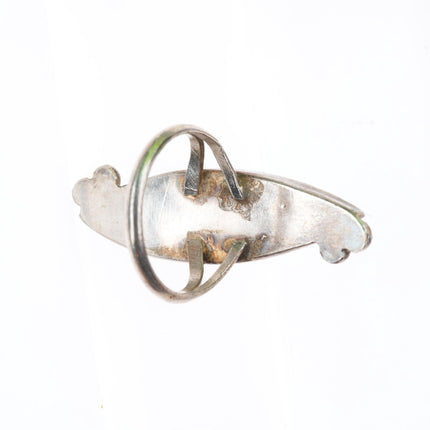 sz7 vintage Zuni sterling silver fishscale inlay turquoise ring