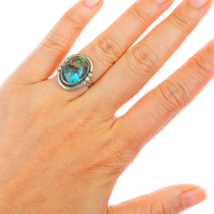 sz6.25 vintage Navajo sterling silver ring with nice turquoise
