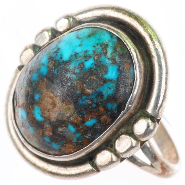 sz6.25 vintage Navajo sterling silver ring with nice turquoise