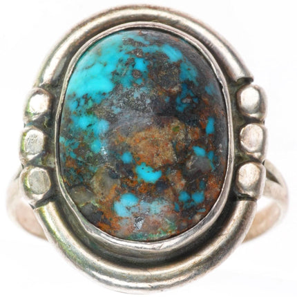 sz6.25 vintage Navajo sterling silver ring with nice turquoise
