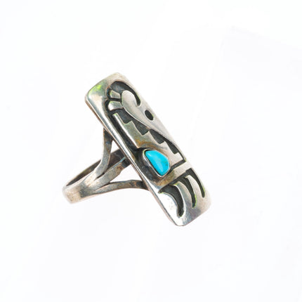 sz6.25 Allen Pooyouma Hopi overlay ring sterling silver