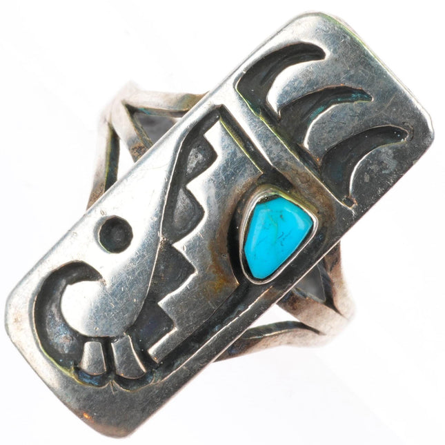 sz6.25 Allen Pooyouma Hopi overlay ring sterling silver