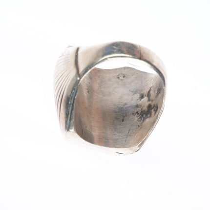 sz10 vintage Navajo sterling silver onyx heavy men's size 10 ring