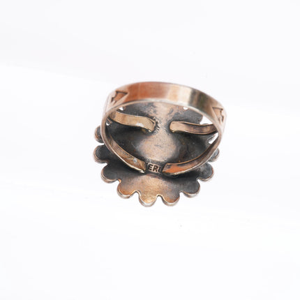 sz8 vintage Fred Harvey style sterling silver turquoise beaded rim ring
