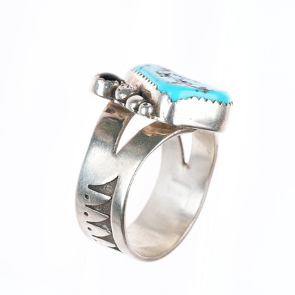 sz13.5 vintage Navajo sterling silver turquoise and onyx size 13.5 men's ring