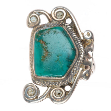 sz5.5 Chief Wolf Robe Hunt Acoma vintage Sterling silver and turquoise ring