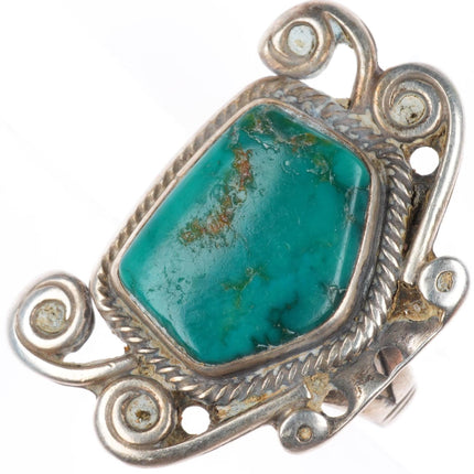 sz5.5 Chief Wolf Robe Hunt Acoma vintage Sterling silver and turquoise ring