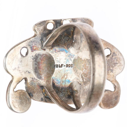 sz5.5 Chief Wolf Robe Hunt Acoma vintage Sterling silver and turquoise ring