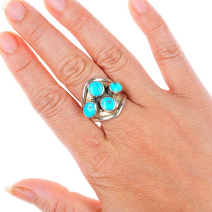 sz9 vintage Carol Felley southwestern sterling silver ring with turquoise