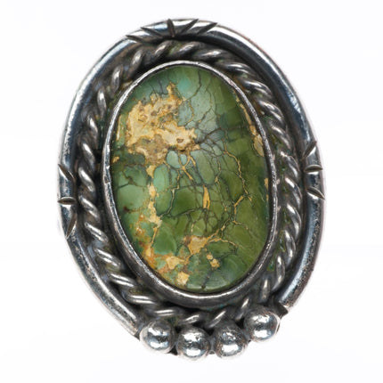 sz7.5 vintage Navajo sterling silver Cerrillos green turquoise ring