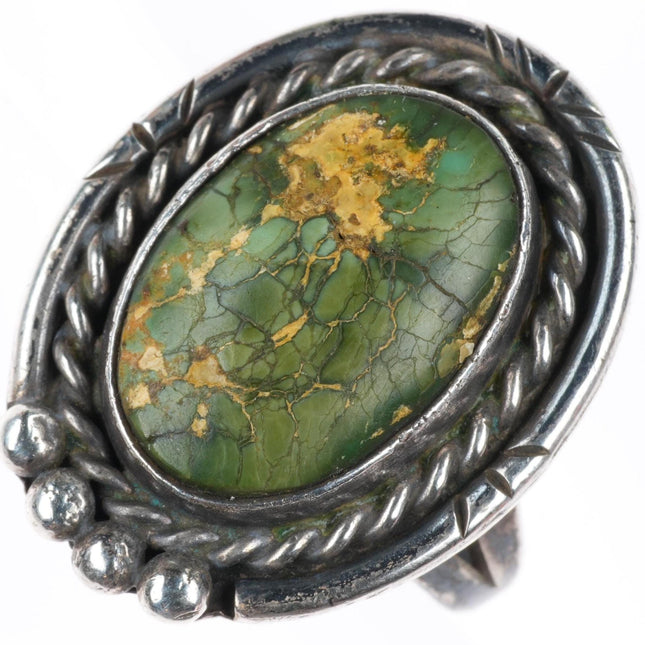 sz7.5 vintage Navajo sterling silver Cerrillos green turquoise ring