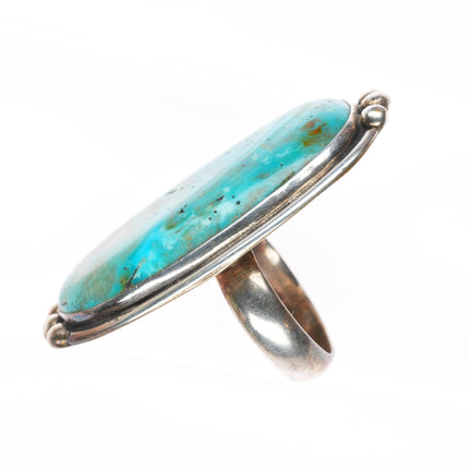 sz10 big vintage Navajo sterling silver ring with large turquoise RF