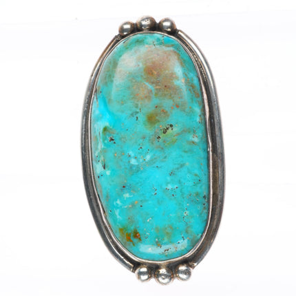 sz10 big vintage Navajo sterling silver ring with large turquoise RF