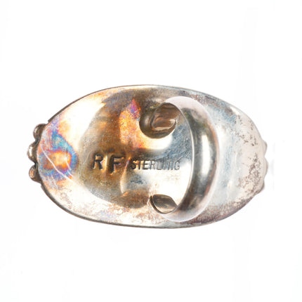 sz10 big vintage Navajo sterling silver ring with large turquoise RF