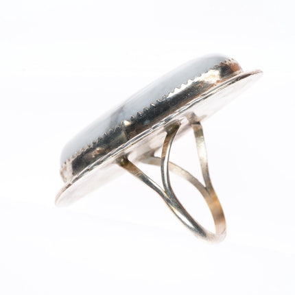 sz9 big vintage Navajo sterling silver White Buffalo jasper ring