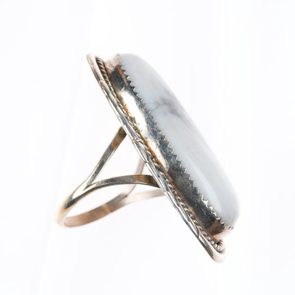 sz9 big vintage Navajo sterling silver White Buffalo jasper ring