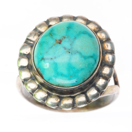 sz7.75 vintage Bird's Eye Kingman turquoise Navajo sterling silver ring