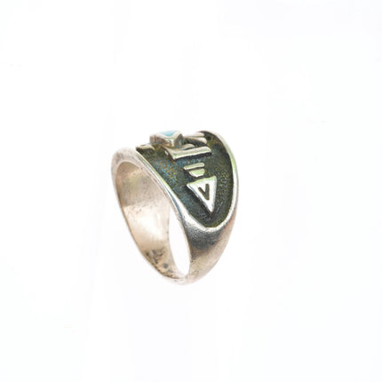 sz5.5 vintage Fred Harvey southwest sterling silver turquoise thunderbird ring