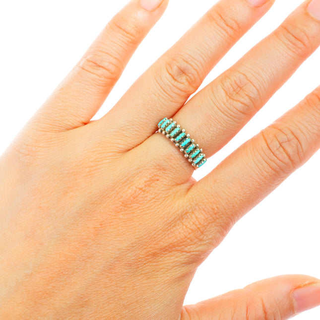 sz7.5 Quam Zuni sterling silver needlepoint turquoise band ring