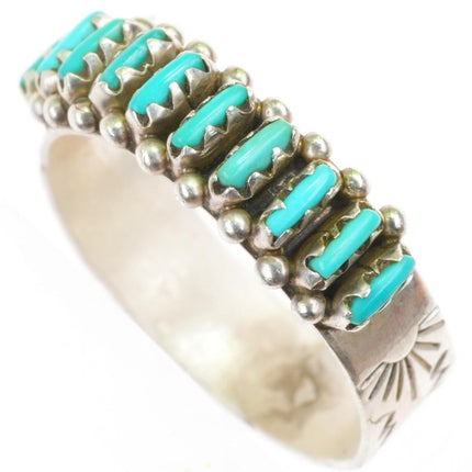 sz7.5 Quam Zuni sterling silver needlepoint turquoise band ring