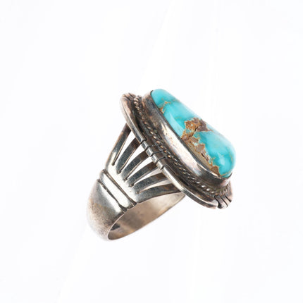 sz8 Pete Sanchez Isleta Pueblo sterling silver ring with nice turquoise