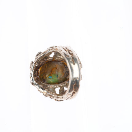sz5 Vintage Bisbee Turquoise southwestern Brutalist sterling silver ring