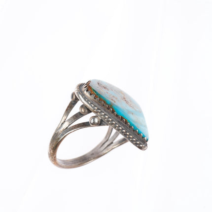 sz7.5 vintage Navajo sterling silver high grade turquoise rope bezel ring
