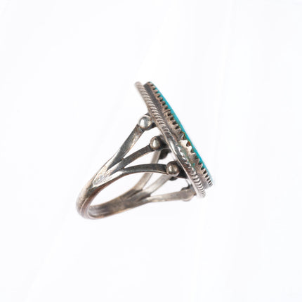 sz7.5 vintage Navajo sterling silver high grade turquoise rope bezel ring