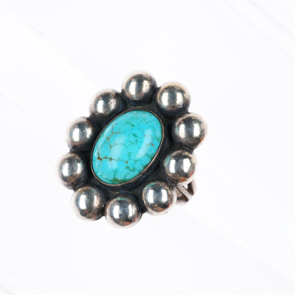 sz5.5 vintage Navajo sterling silver waterweb turquoise modernist balls ring