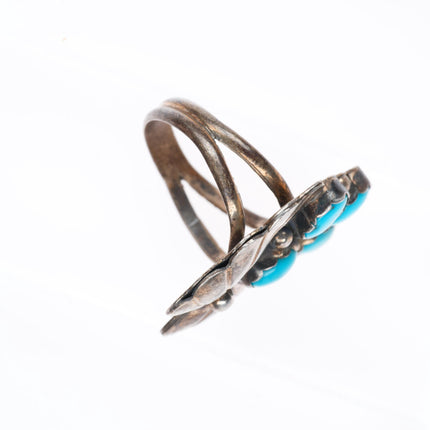 sz8 vintage Navajo sterling silver 4 stone turquoise ring with large face